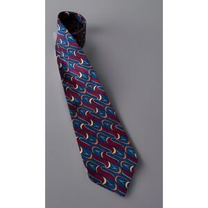 Zanzara Bloomingdale's Neckwear Tie Red Blue Geometric Pattern 100% Silk JBHS
